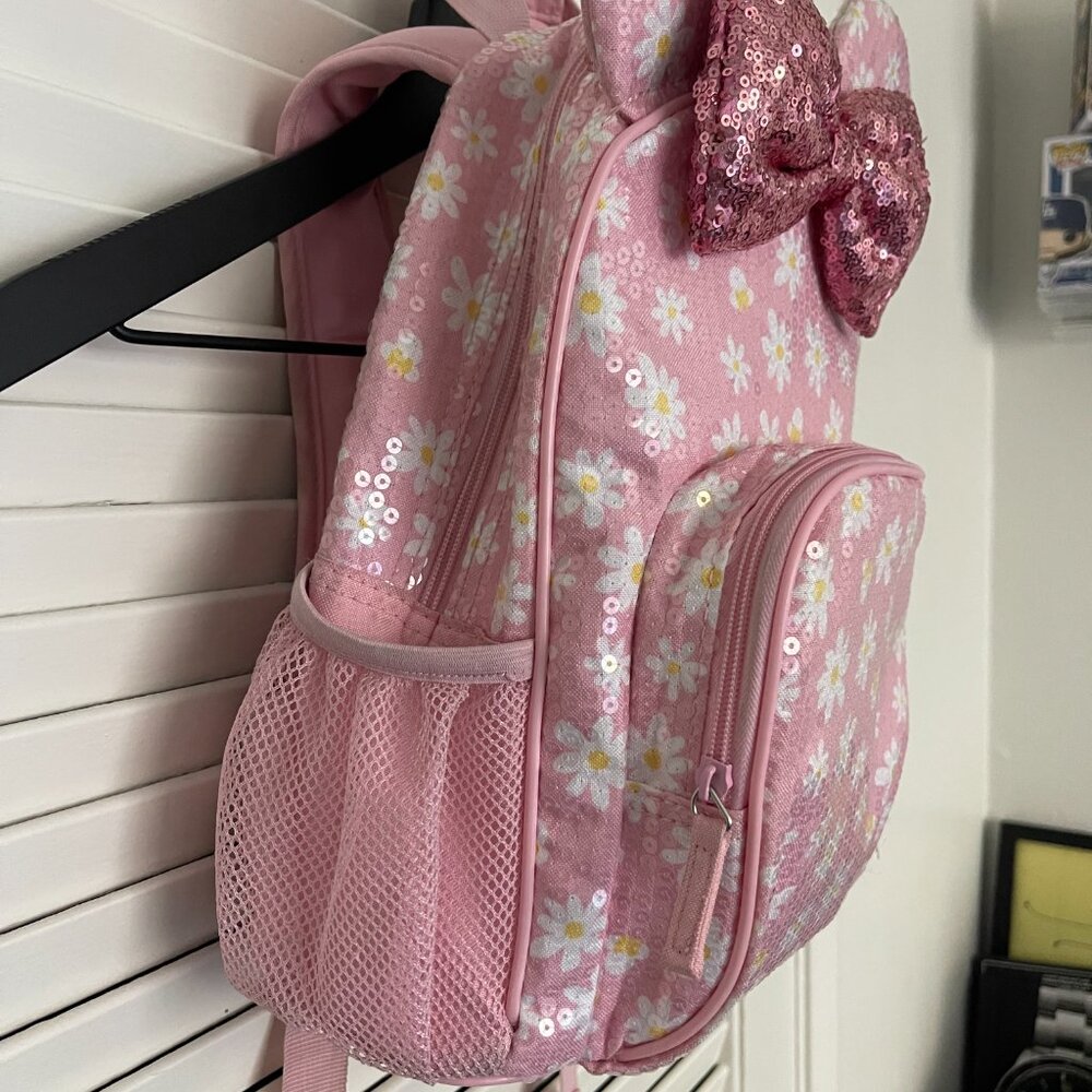 KIDS Minnie Pink Daisy Backpack w/ Sequin Bow - Picture 2 of 9